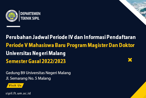 Perubahan Jadwal Periode IV dan Informasi Pendaftaran Periode V Mahasiswa Baru Program Magister Dan Doktor Universitas Negeri Malang Semester Gasal 2022/2023