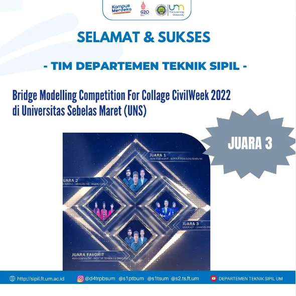 Juara 3 Bridge Modelling Competition for College Civil Week 2022 UNS